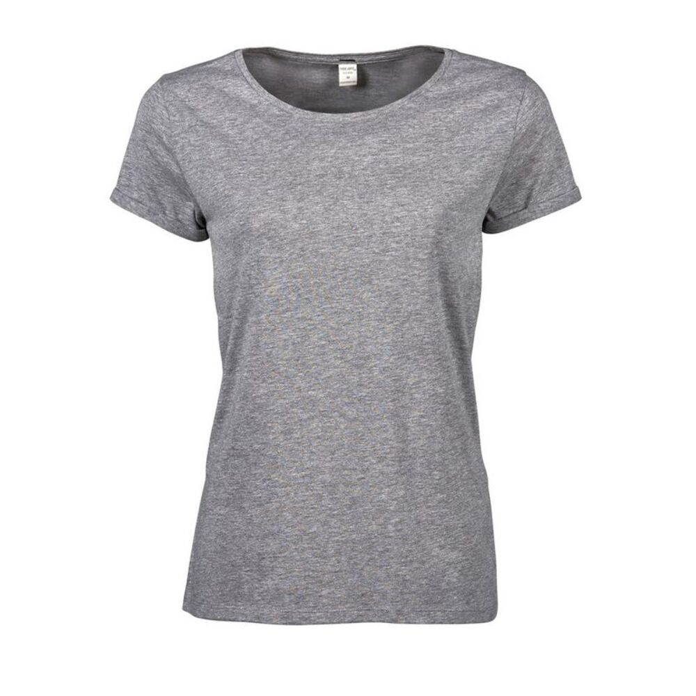 Tee Jays Womens/Ladies Roll Sleeve Cotton T-Shirt / Heather Grey